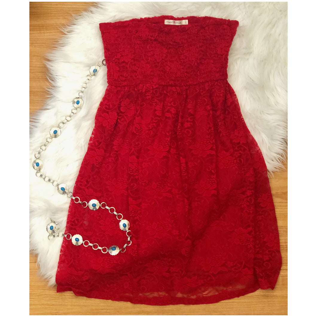 Red Lacy Smocked Sundress
