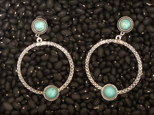 Load image into Gallery viewer, Linda Turquoise &amp; Silver Hoops