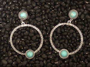 Linda Turquoise & Silver Hoops