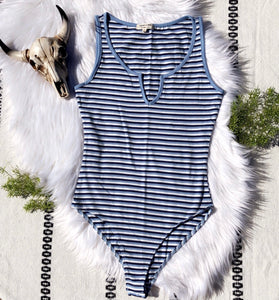 Blue Striped Bodysuit