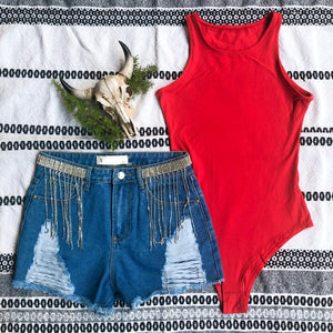 Red seamless bodysuit