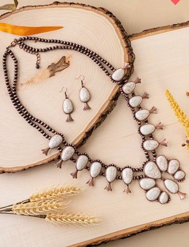 Julie Ivory & Copper Squash Blossom Necklace