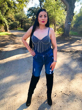 Load image into Gallery viewer, Tennessee Rhinestone Denim Bodysuit