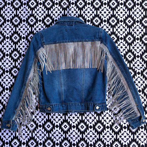 Travis Rhinestone Fringe Jacket in size S
