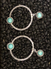 Load image into Gallery viewer, Linda Turquoise &amp; Silver Hoops