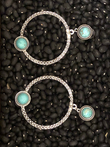 Linda Turquoise & Silver Hoops