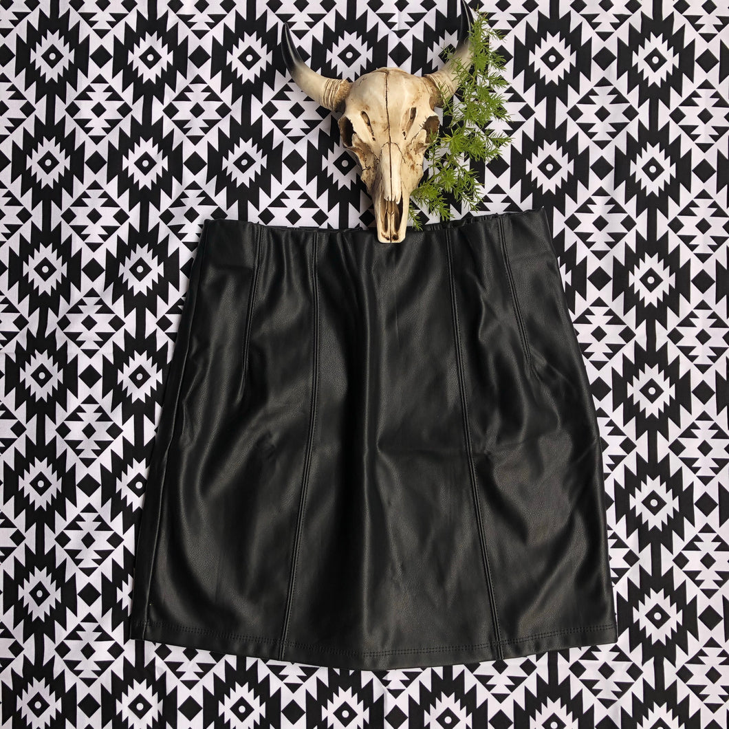 Black leather skirt