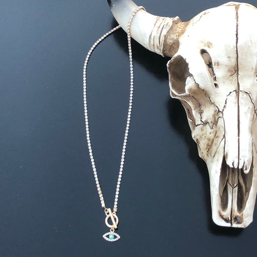 Evil Eye Gold & Rhinestone Necklace