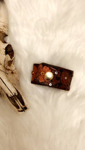 Load image into Gallery viewer, Floral Leather Cuff Bracelet with Rhinestones