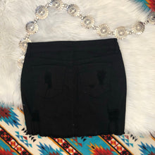 Load image into Gallery viewer, Black Distressed Denim Skirt