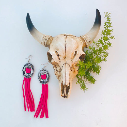 Pink Fringe Earrings